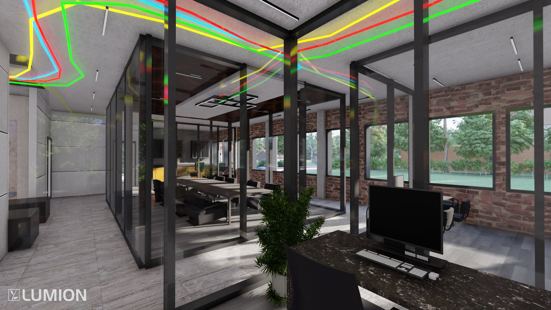 NEON: Office and neon wayfinding rendering