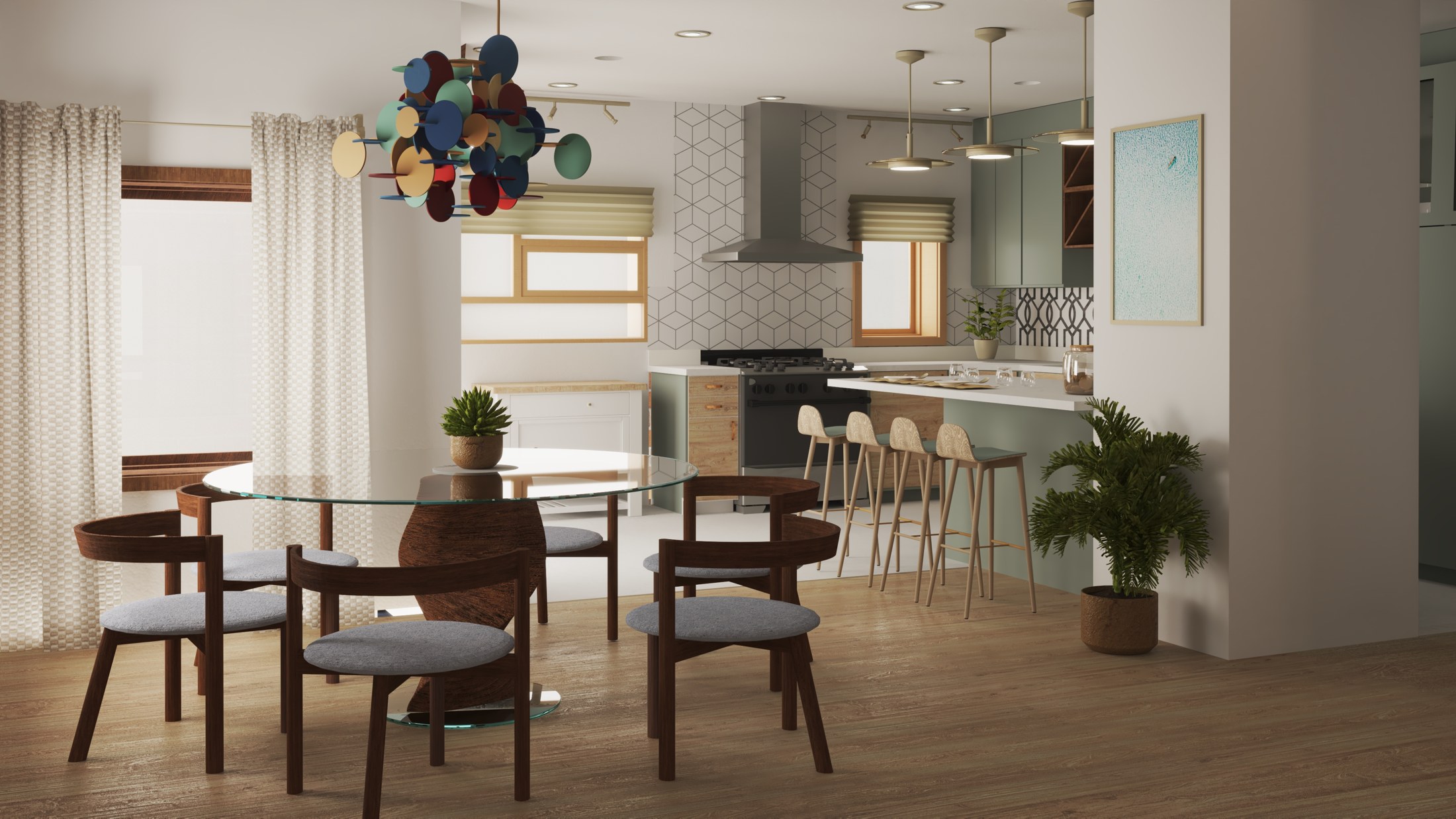 Show Home: Kitchen and dining rendering